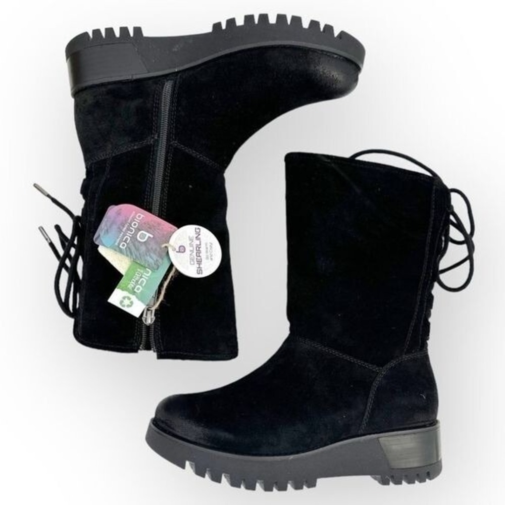 Bionica NIB Canita Black Suede Sherpa-Lined Waterproof Boot - size 7 All-Weather - Picture 4 of 11